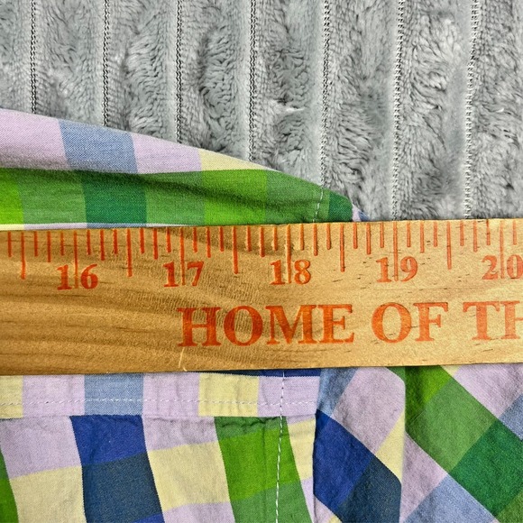 Bixby Nomad Slim Men's Large Tall Button Up Long Sleeved Shirt Blue Green Plaid - Picture 12 of 14